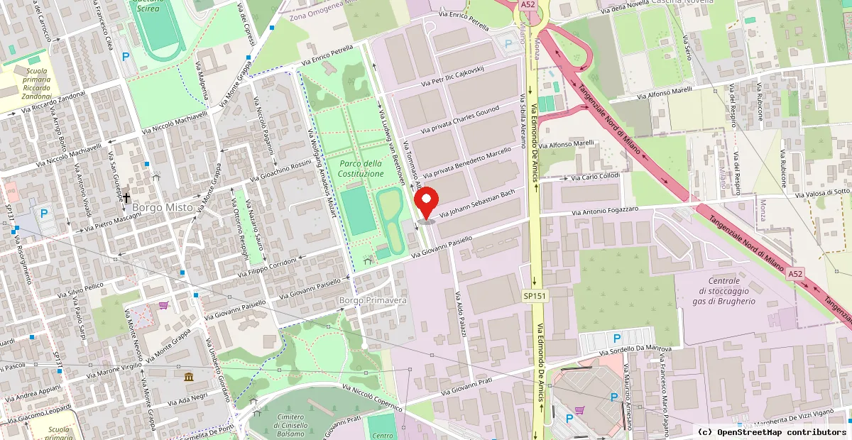 Mappa della sede di Grafomedia Srl in Via J. S. Bach 20, Cinisello Balsamo