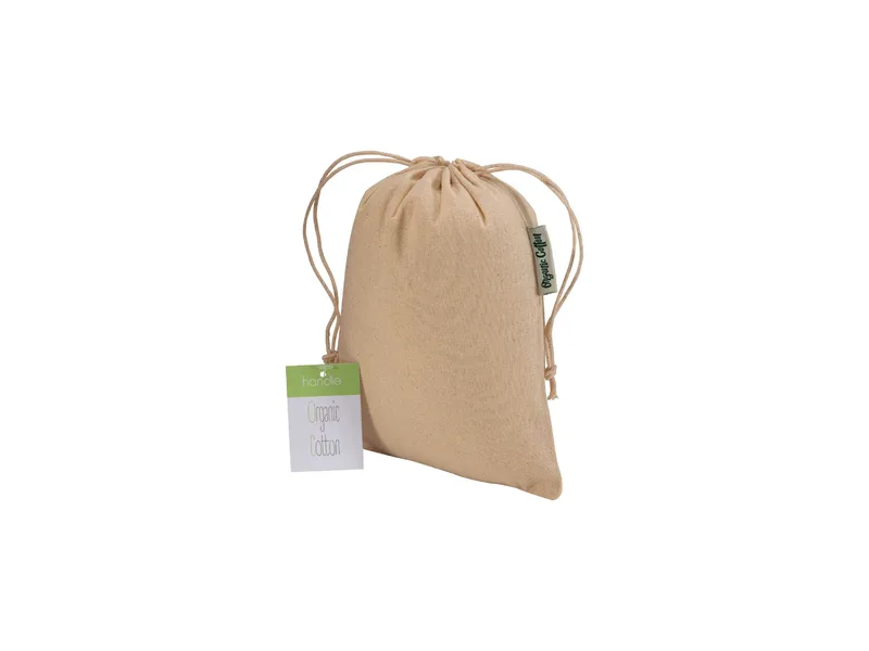 Sacchetto regalo in cotone biologico 140g/m2, 15 x 20 cm naturale