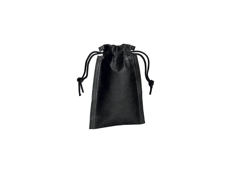 Sacchetto in TNT 80g/m2 con chiusura a strozzo, 10 x 14 cm nero