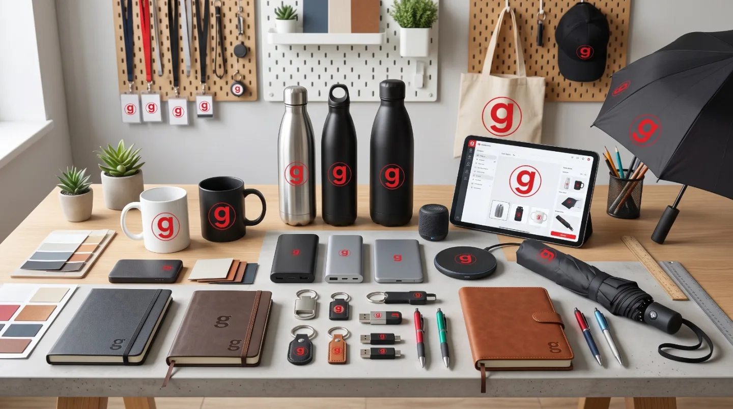 Gadget personalizzati: borracce, tazze, power bank, chiavette, taccuini e ombrello