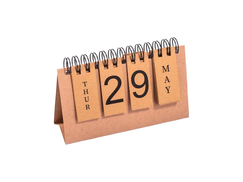 Calendario perpetuo in cartoncino con spirale (giorni e mesi in inglese) naturale