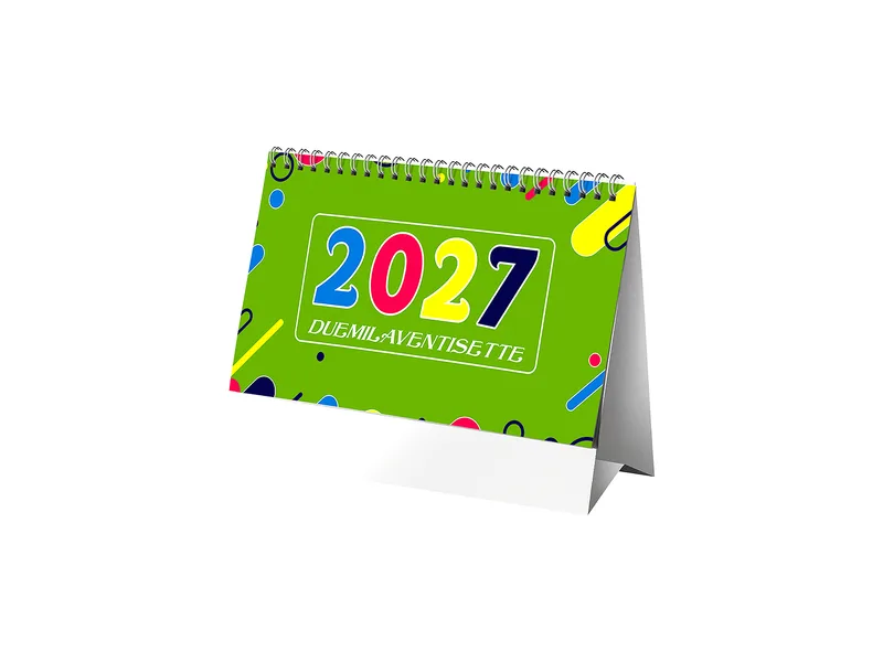 Calendario 2027 da tavolo mensile multicolore, 13 fogli su carta patinata opaca multicolore